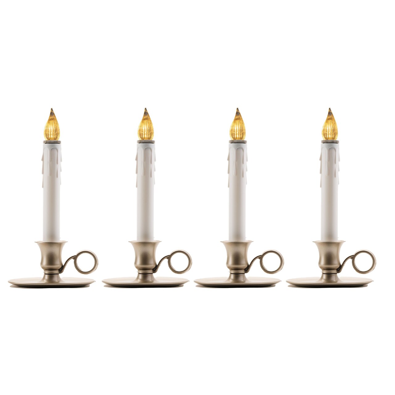 CC Christmas Decor LED Lighted Window Candles with Sensor - 9" - White and Silver - Set of 4